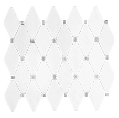 Dolomite Skyfall Clipped Diamond Grey Dot Marble Mosaic10x11